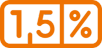 W pomarańczowej ramce logo 1,5%
